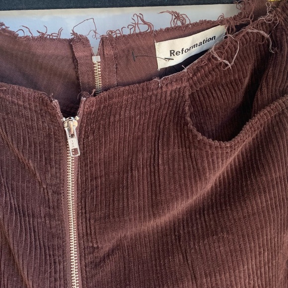 Reformation Bruno Pants Brown Corduroy Zipper Pants sz 29 - Picture 3 of 6